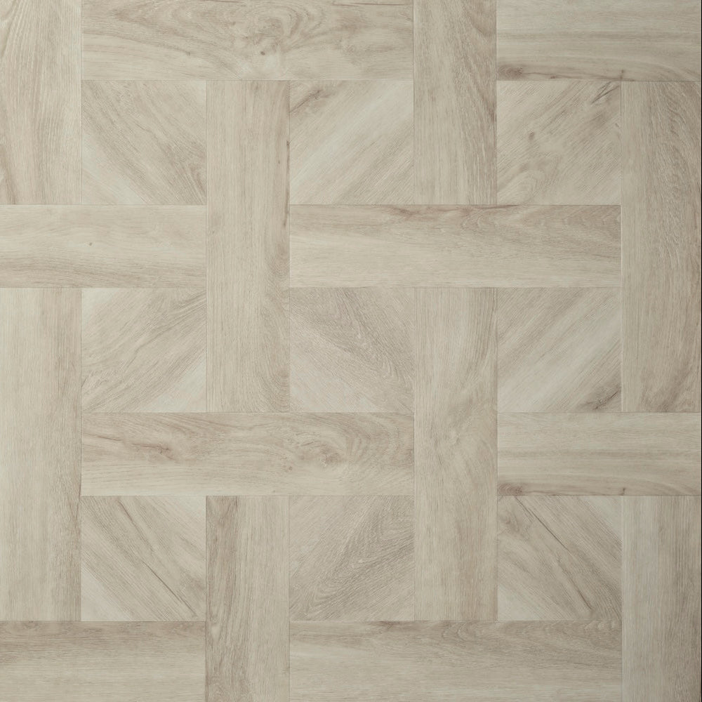 Elements Inspirations Basket Weave LVT flooring in White Ash
