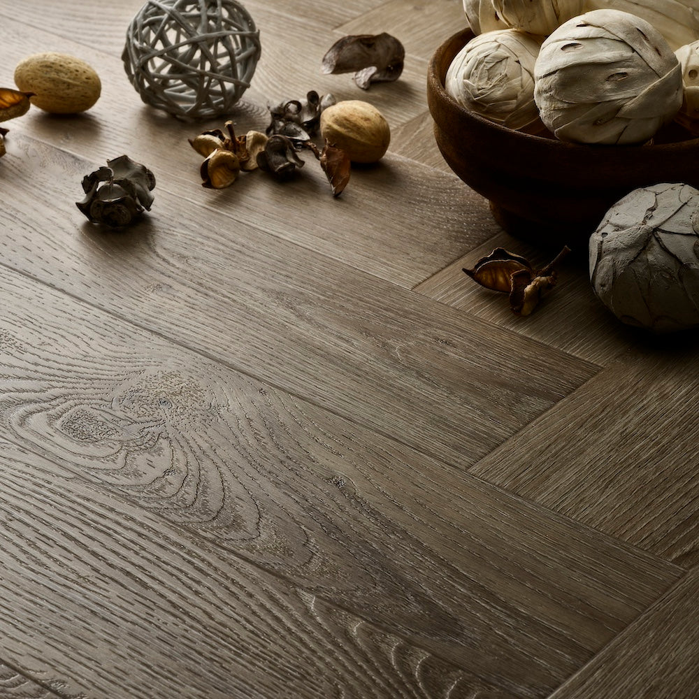 Elements Inspirations Herringbone Limed Oak EIH03 Glue Down LVT Vinyl Flooring - (SAMPLE)