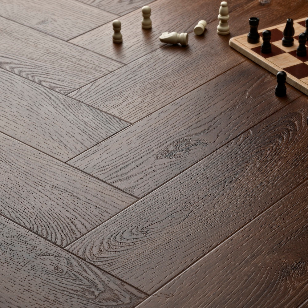 Elements Inspirations Herringbone Mahogany EIH06 Glue Down LVT Vinyl Flooring - (SAMPLE)