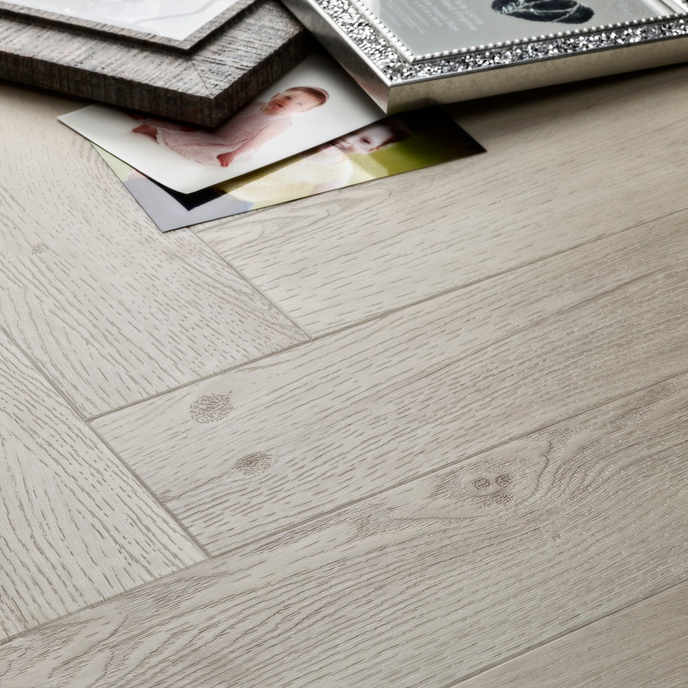 Elements Inspirations Herringbone White Ash EIH11 Glue Down LVT Vinyl Flooring - (SAMPLE)