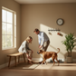 Entryway with couple and dog