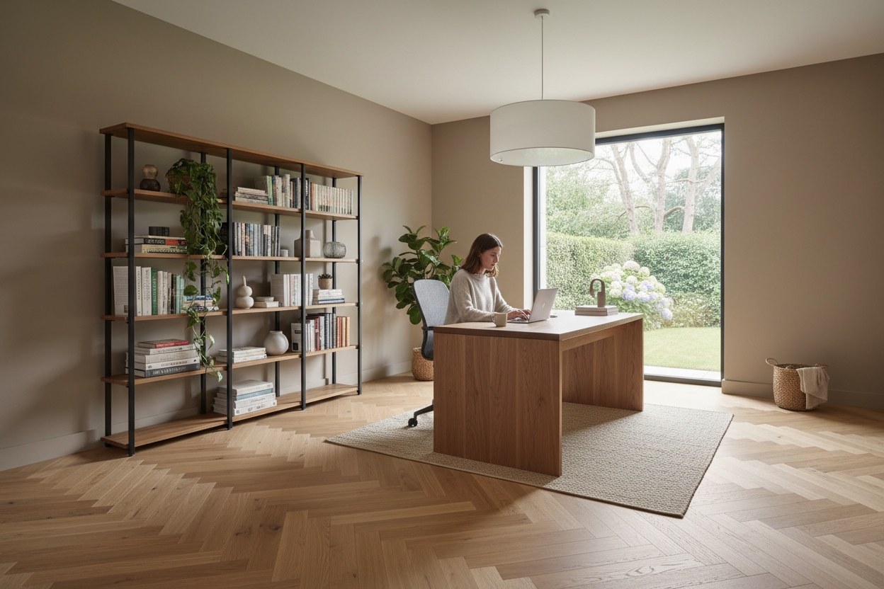 Lusso Uniqo Herringbone Natural Brushed & Lacquered Engineered Oak - Home Office