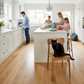 Kitchen with family and cat
