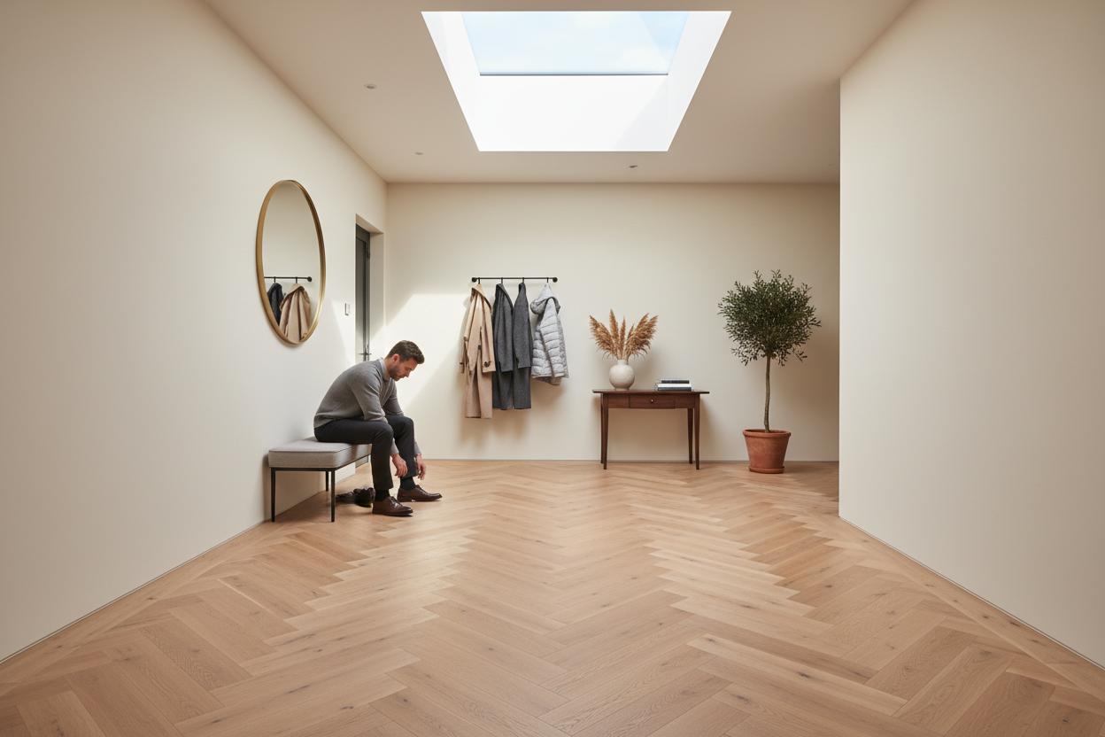 Lusso Uniqo Herringbone Natural Brushed & Lacquered Engineered Oak - Hallway