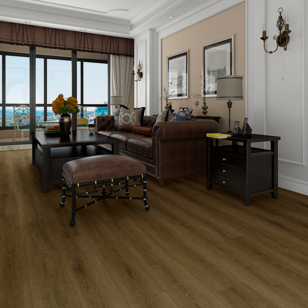 Lusso Bari Regency Walnut Plank Glue Down LVT Vinyl Flooring - (SAMPLE)