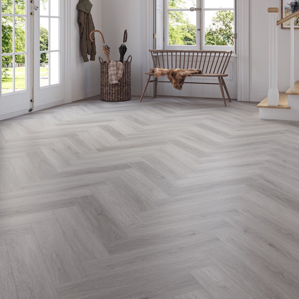 Brescia Cliffhaven Oak Herringbone SPC Click Vinyl Flooring - (SAMPLE)