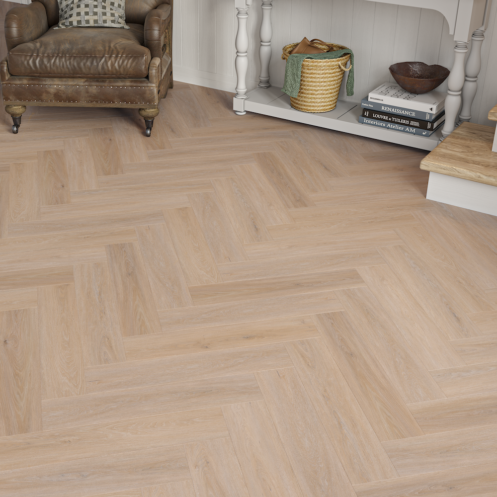 Lusso Brescia Coral Oak Herringbone SPC Click Vinyl Flooring