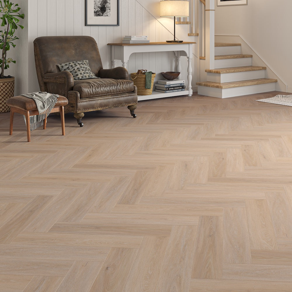 Brescia Coral Oak Herringbone SPC Click Vinyl Flooring - (SAMPLE)
