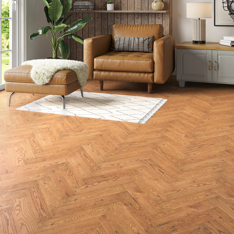 Lusso Capri Deepwood Oak Herringbone Engineered Wood Flooring