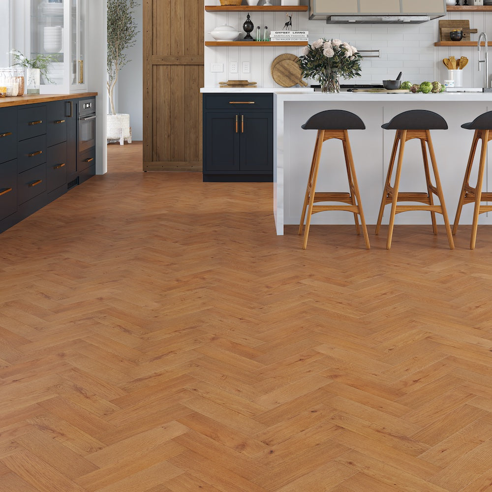 Lusso Capri Harbor Oak Herringbone Engineered Wood Flooring - (SAMPLE)