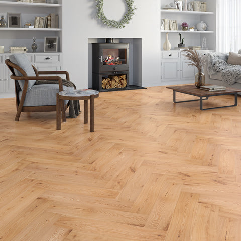 Lusso Capri Hearthstone Oak Herringbone Engineered Wood Flooring