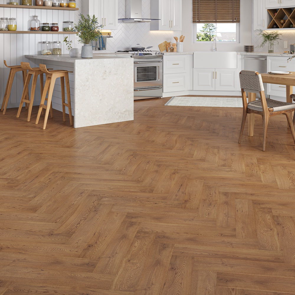 Lusso Capri Trailside Oak Herringbone Engineered Wood Flooring - (SAMPLE)