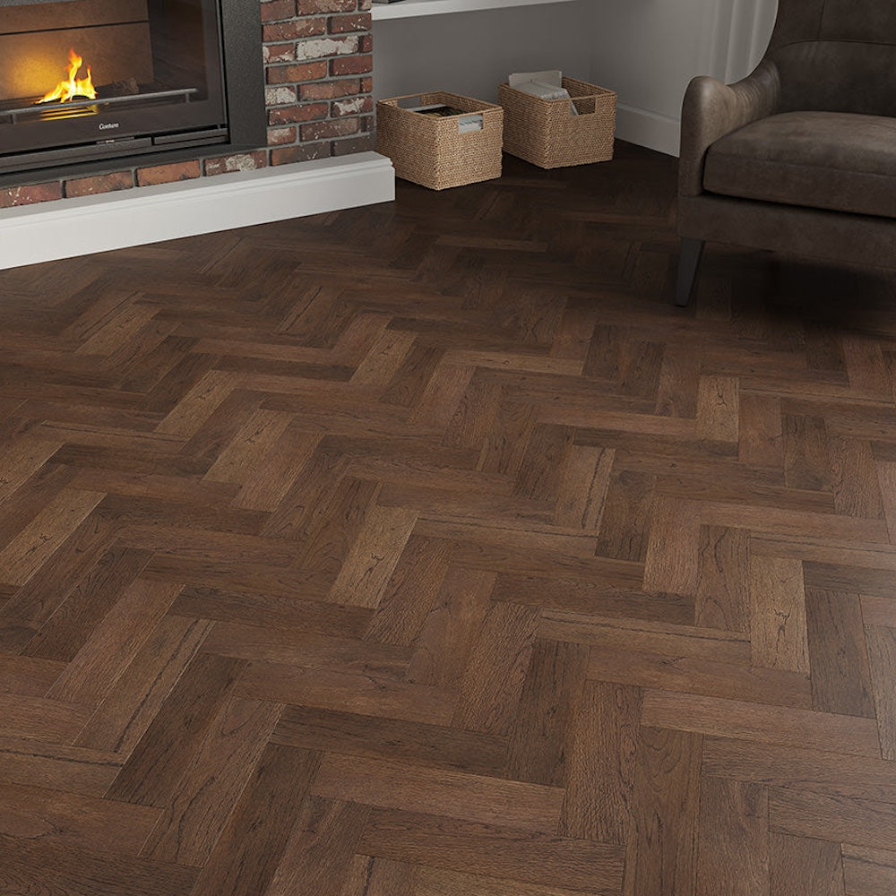 Carrara Luxe Antique Herringbone Engineered Oak - (SAMPLE)