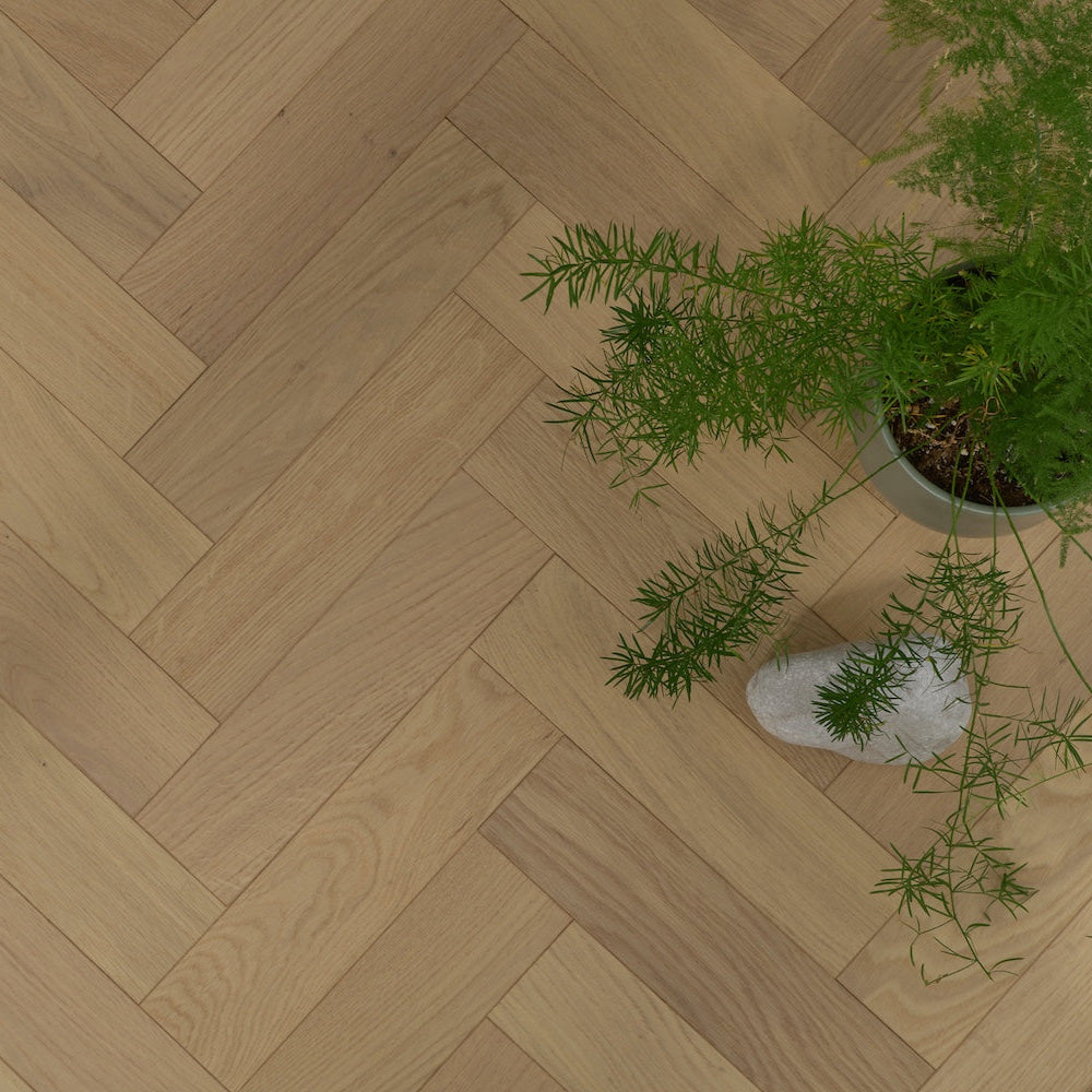 Lusso Carrara Luxe Invisible Oiled Oak Herringbone Engineered Wood Flooring