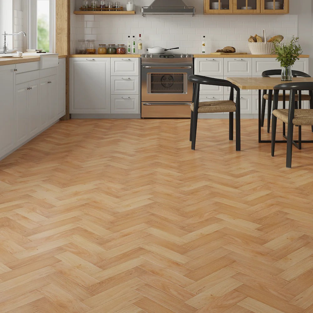 Lusso Carrara Luxe Natural Brushed & Oiled Oak Herringbone Engineered Wood Flooring - (SAMPLE)