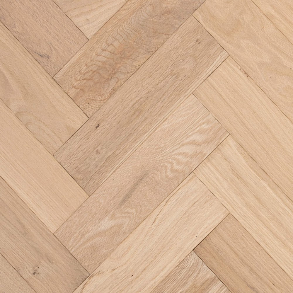Lusso Carrara Luxe Unfinished Oak Herringbone Engineered Wood Flooring
