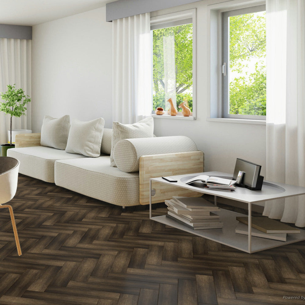 Lusso Ferrara Noble Oak Herringbone Glue Down LVT Vinyl Flooring