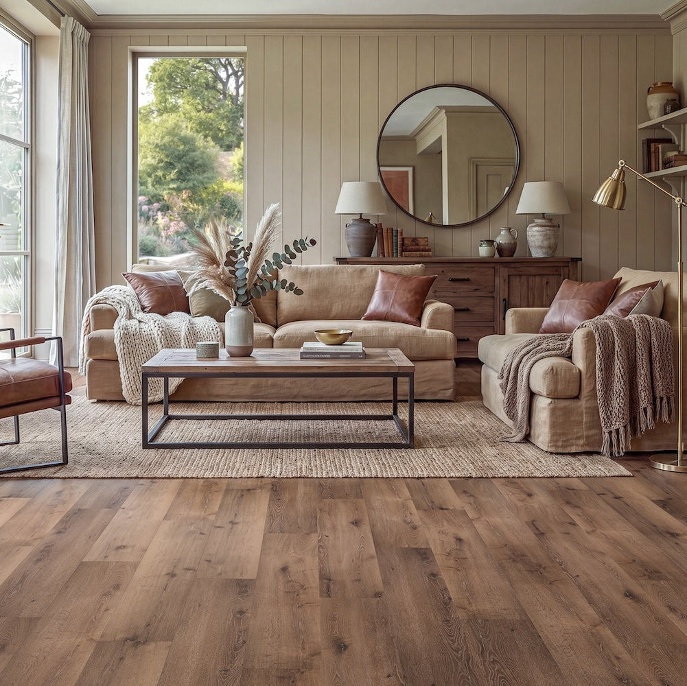 LVT flooring in Aged Oak — 228.6mm wide, 2.5mm thick