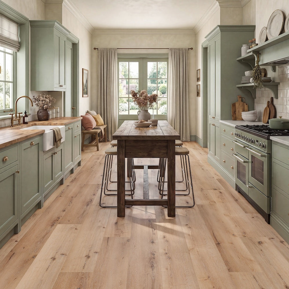 LVT flooring in Burnished Oak — 228.6mm wide, 2.5mm thick