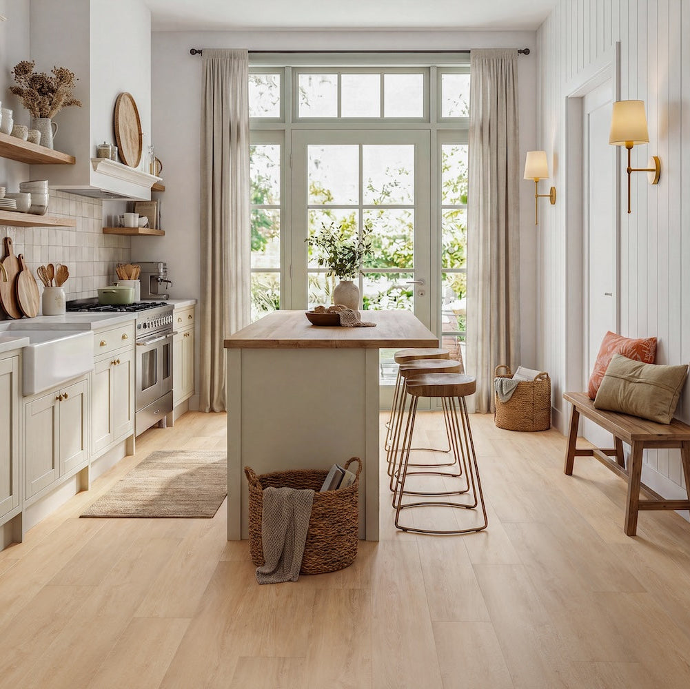 LVT flooring in Nordic Frost — 228.6mm wide, 2.5mm thick