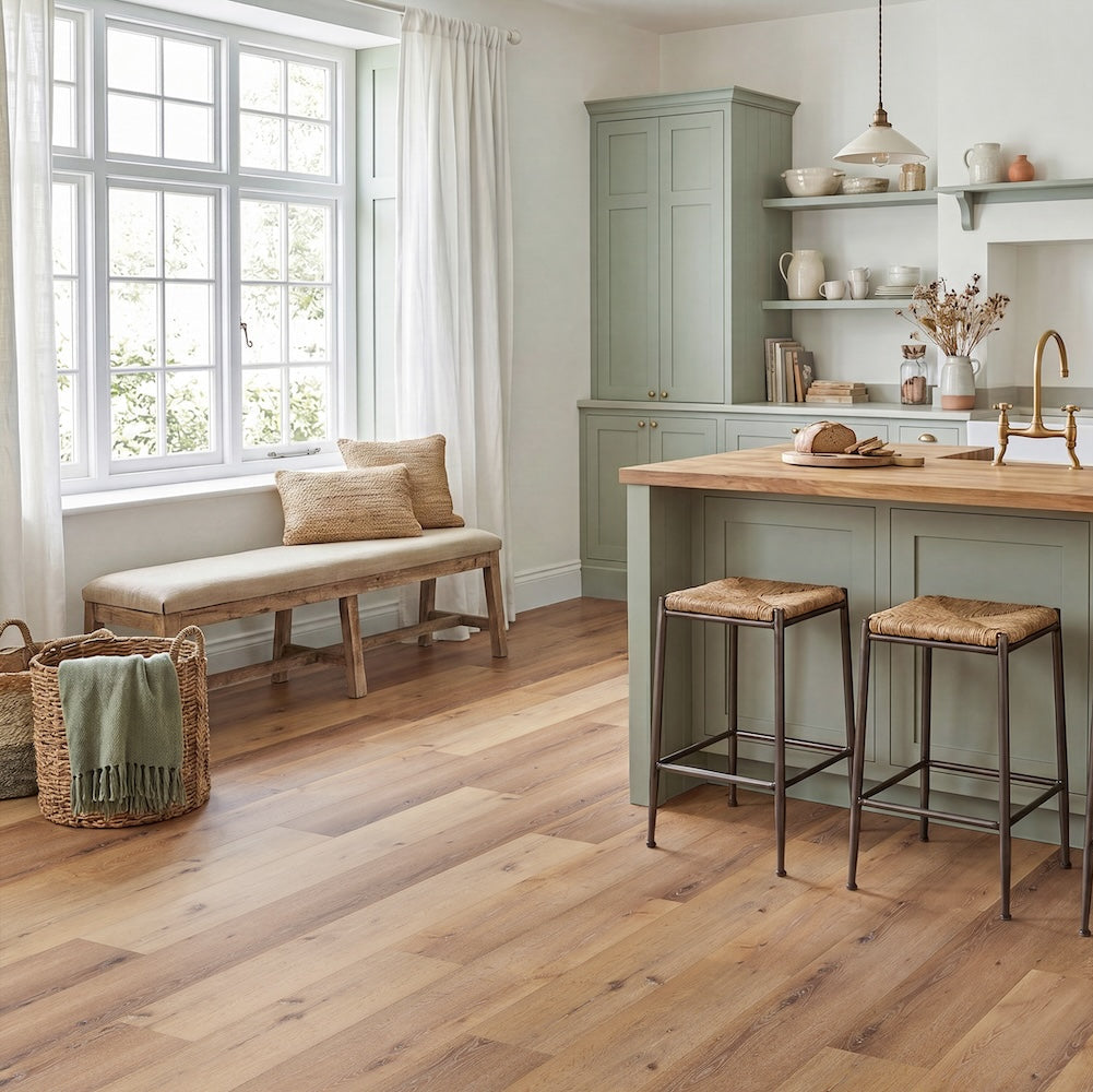 LVT flooring in Smoked Oak — 228.6mm wide, 2.5mm thick