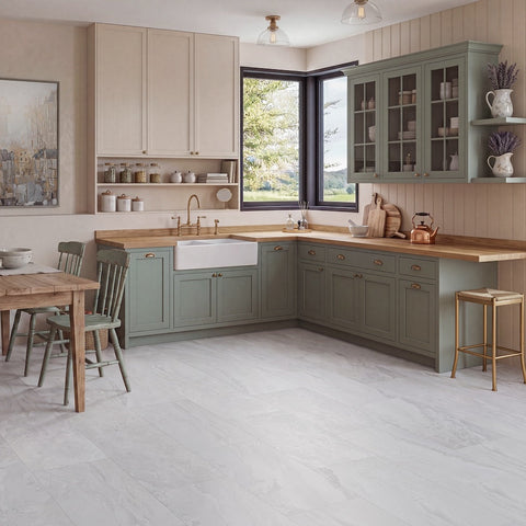 Lusso Flooring Courtyard LVT Tile — Calacatta White