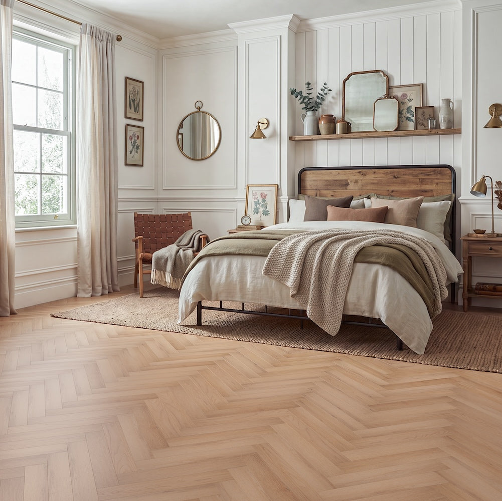 Lusso Flooring Harbour LVT Herringbone — Ivory Brush - (SAMPLE)