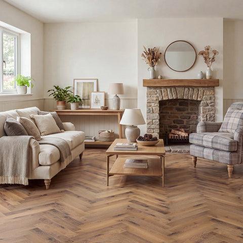 Lusso Flooring Harbour LVT Herringbone — Smoked Oak