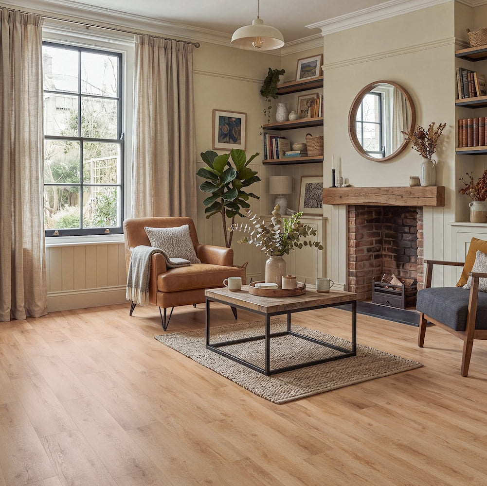 LVT flooring in Amber Grain — 185mm wide, 2.5mm thick