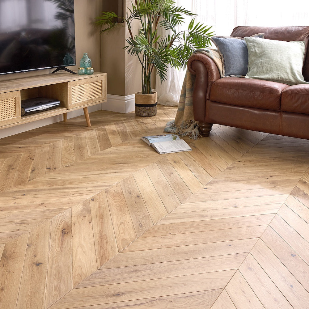 Lusso Palermo Phantom Oak Chevron Engineered Flooring - (SAMPLE)