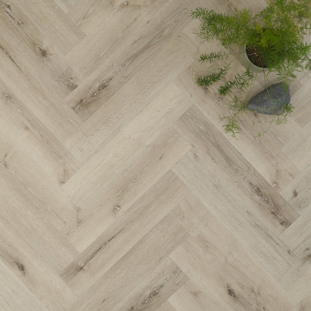 Portofino Herringbone Featured Spruce SPC Click Vinyl Flooring - (SAMPLE)