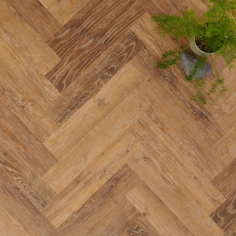 Lusso Portofino Herringbone Norwegian Oak SPC Click Vinyl Flooring