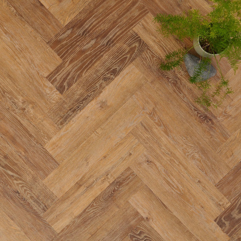 Lusso Portofino Herringbone Norwegian Oak SPC Click Vinyl Flooring