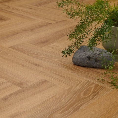 Lusso Portofino Herringbone Sunshine Oak Glue Down LVT Vinyl Flooring