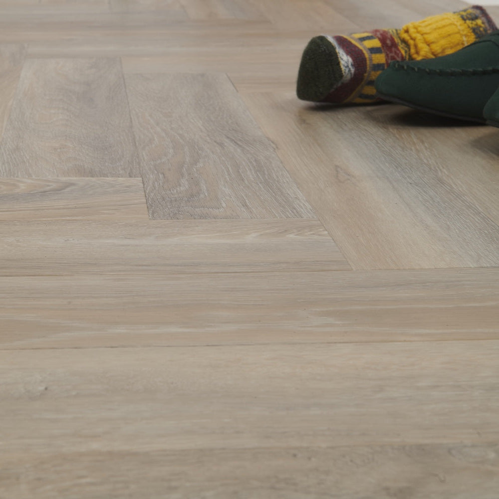 Lusso Portofino Herringbone Treated Birch Glue Down LVT Vinyl Flooring - (SAMPLE)