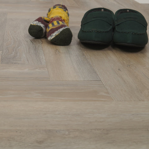 Lusso Portofino Herringbone Treated Birch Glue Down LVT Vinyl Flooring