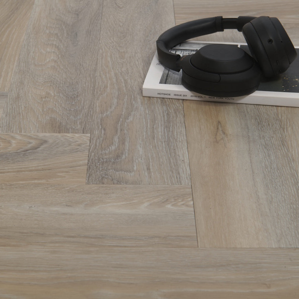 Portofino Herringbone Treated Birch SPC Click Vinyl Flooring - (SAMPLE)