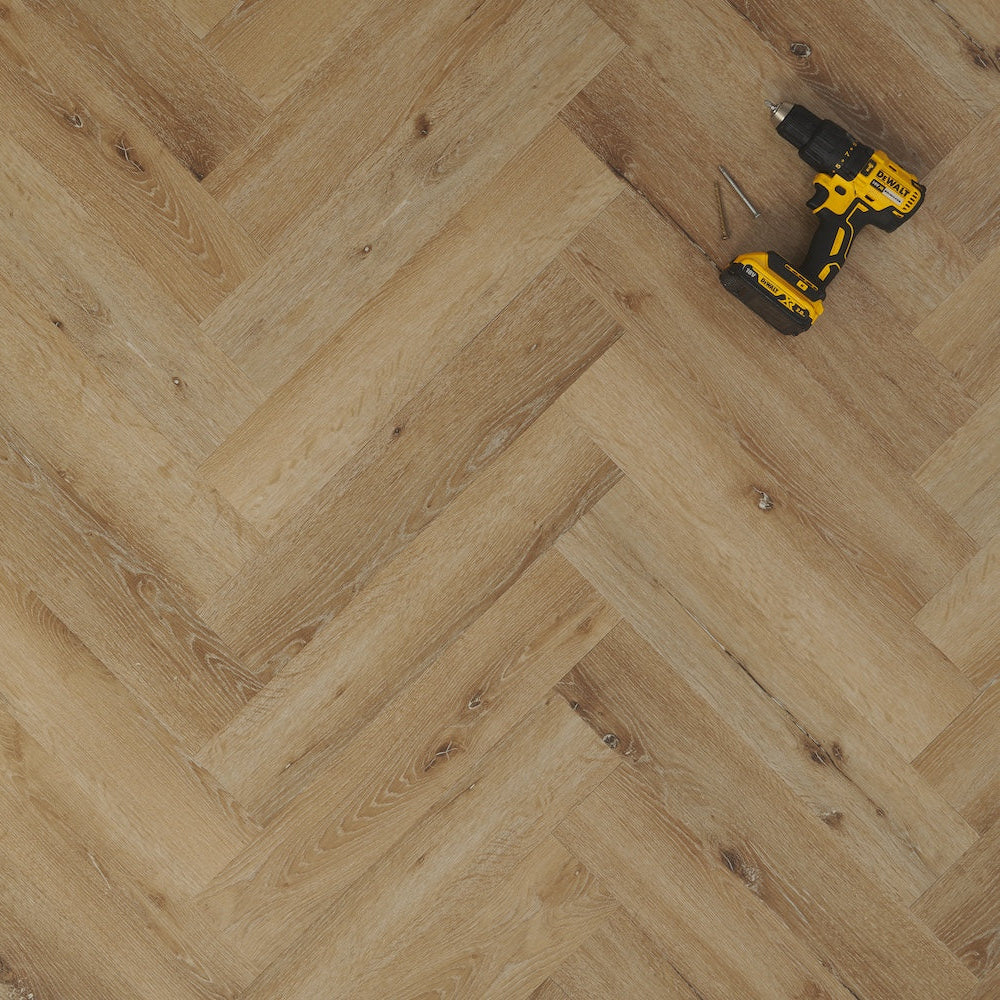 Lusso Portofino Herringbone Voyager Oak SPC Click Vinyl Flooring - (SAMPLE)