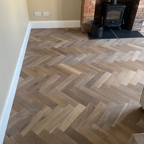 Lusso Rome Herringbone Smoked Grey Brushed & Oiled Engineered Oak