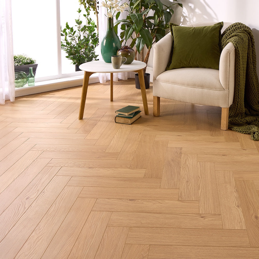 Lusso Siena Odense Herringbone Laminate Flooring 12mm - (SAMPLE)