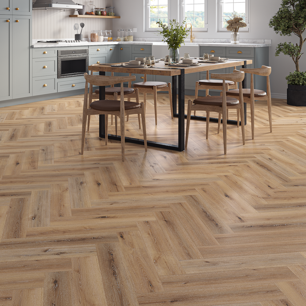 Lusso Taranto Duneside Oak Herringbone SPC Click Vinyl Flooring