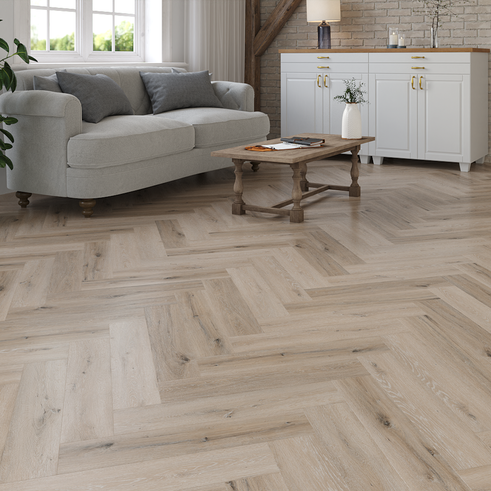 Lusso Taranto Seagrove Oak Herringbone SPC Click Vinyl Flooring - (SAMPLE)