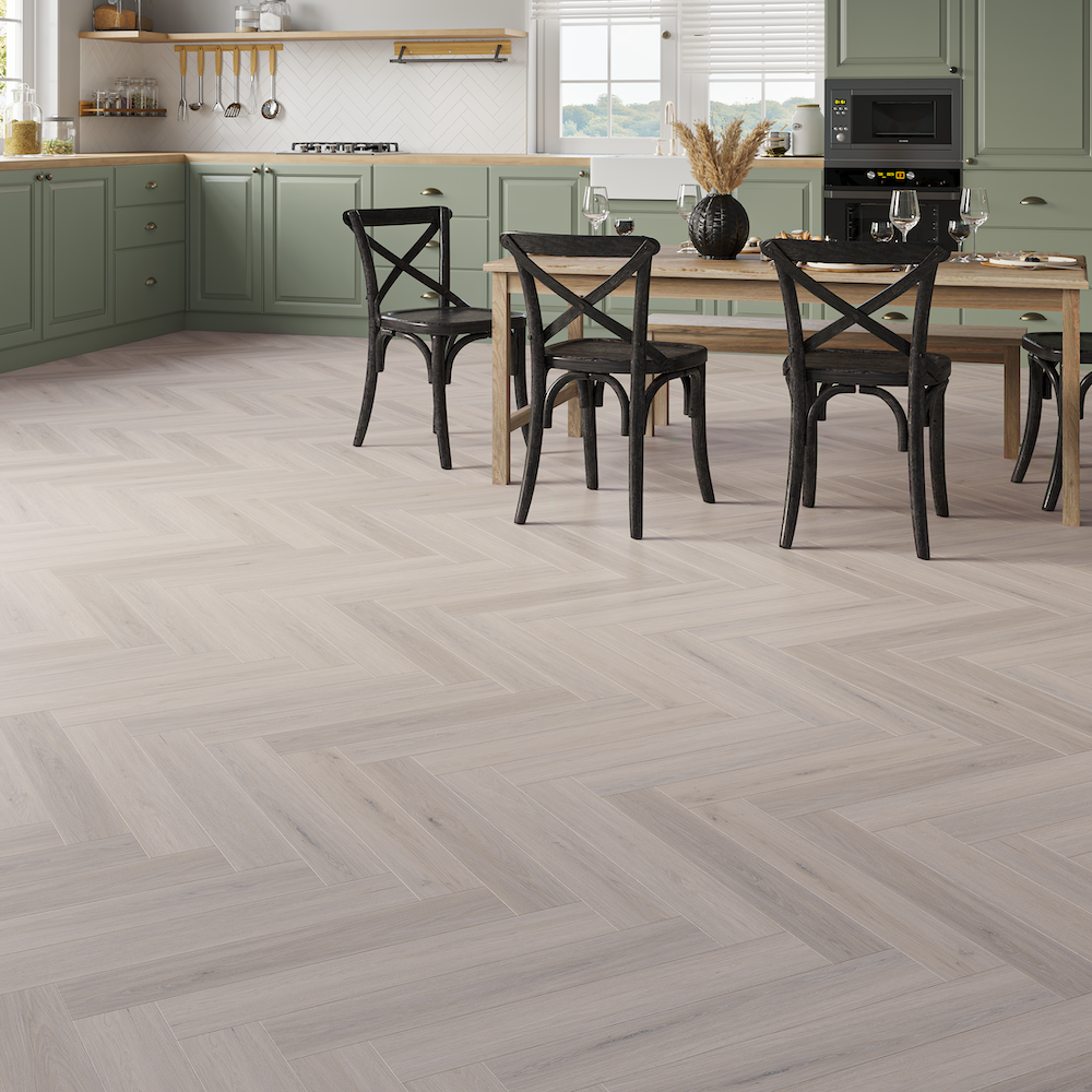 Lusso Taranto Woodland Oak Herringbone SPC Click Vinyl Flooring - (SAMPLE)