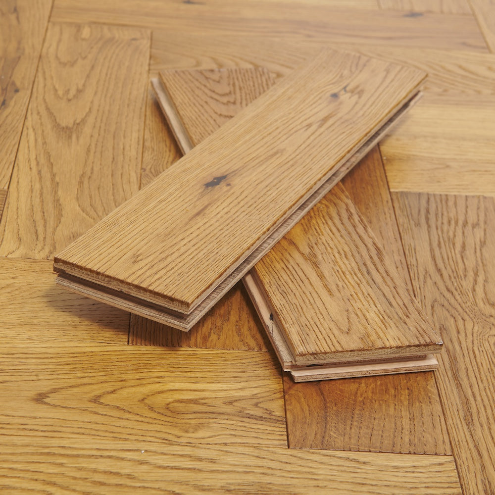 Lusso Venice Luxe Golden Oak Brushed & Oiled 20/6 mm Herringbone Engineered Wood Flooring - (SAMPLE)