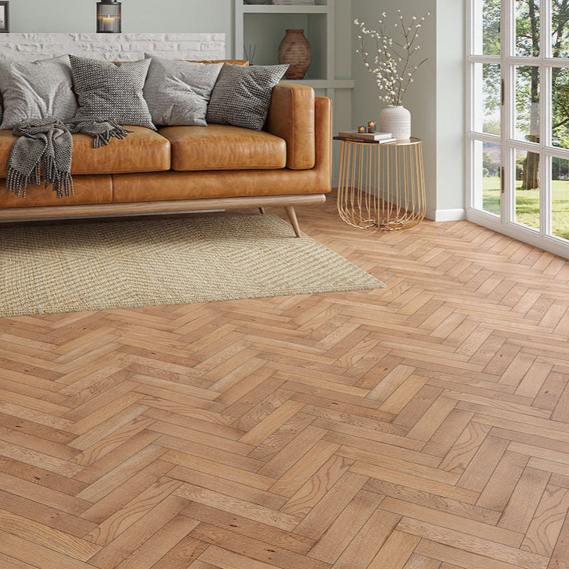 Lusso Venice Worn Oak Herringbone Engineered Wood Flooring - (SAMPLE)