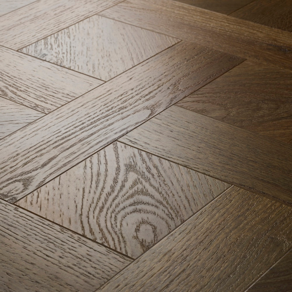Textures Basket Weave LVT flooring in Aged Oak