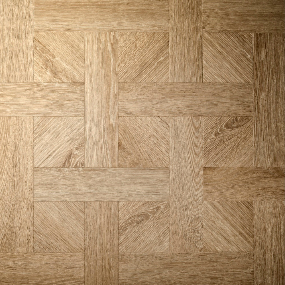 Textures Basket Weave LVT flooring in Light Oak