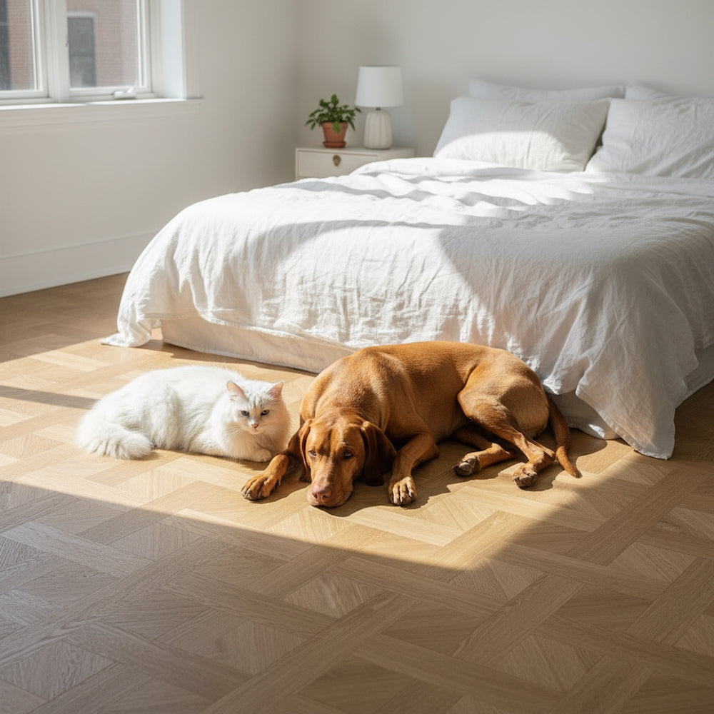 Basket Weave LVT Flooring Textures Light Oak