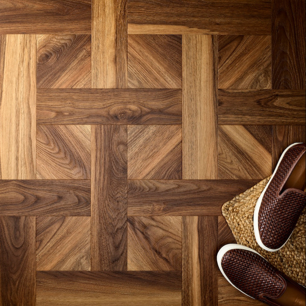 Basket Weave LVT Flooring Textures Warm Walnut - (SAMPLE)