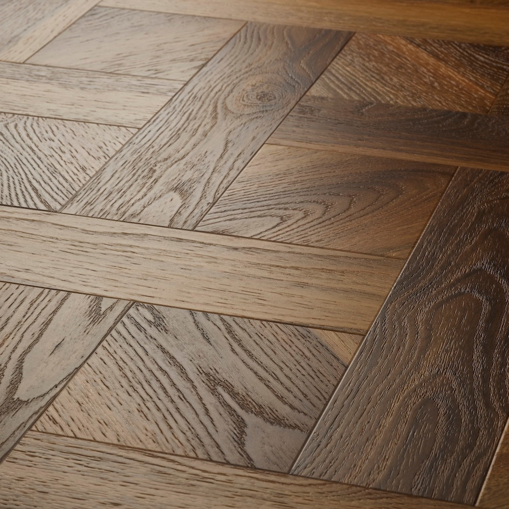Textures Basket Weave LVT flooring in Warm Walnut